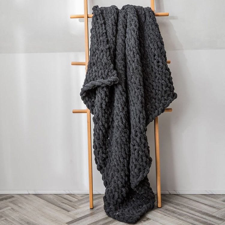 ผ้าห่มถักขนแกะหนาแบบทำมือ ผ้าห่มโซฟา Chenille Stick ขนาด 80 x 100 ซม., 130 x 160 ซม.