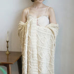 ผ้าห่มพักผ่อนถัก Chenille สำหรับตกแต่งบ้านนุ่มนวล ผ้าห่มโซฟา ผ้าห่มแอร์ ผ้าห่มรถ ขนาด 130x180 ซม.