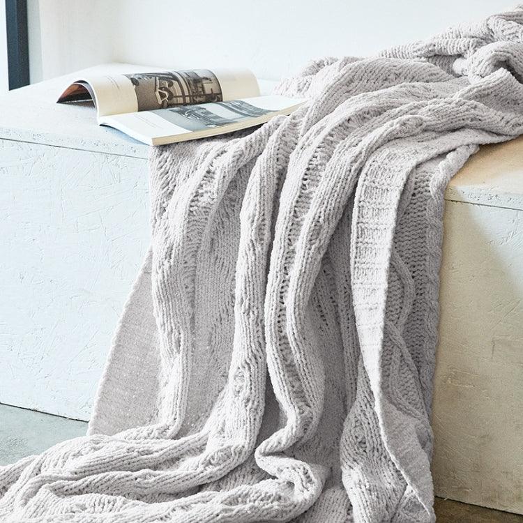 ผ้าห่มพักผ่อนถัก Chenille สำหรับตกแต่งบ้านนุ่มนวล ผ้าห่มโซฟา ผ้าห่มแอร์ ผ้าห่มรถ ขนาด 130x180 ซม.