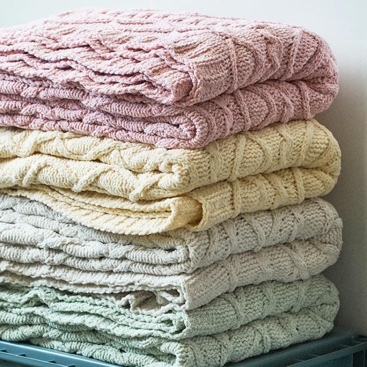 ผ้าห่มพักผ่อนถัก Chenille สำหรับตกแต่งบ้านนุ่มนวล ผ้าห่มโซฟา ผ้าห่มแอร์ ผ้าห่มรถ ขนาด 130x180 ซม.