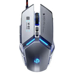 เมาส์มีสาย Inphic W-02 6 ปุ่ม สำหรับบ้านและสำนักงาน พร้อมไฟเรืองแสง โปรแกรมมาโคร USB เมคานิคอล เกม, W-02 (สีเทาเมทัลลิก)