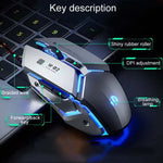 เมาส์มีสาย Inphic W-02 6 ปุ่ม สำหรับบ้านและสำนักงาน พร้อมไฟเรืองแสง โปรแกรมมาโคร USB เมคานิคอล เกม, W-02 (สีเทาเมทัลลิก)