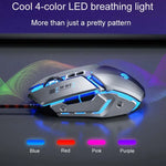 เมาส์มีสาย Inphic W-02 6 ปุ่ม สำหรับบ้านและสำนักงาน พร้อมไฟเรืองแสง โปรแกรมมาโคร USB เมคานิคอล เกม, W-02 (สีเทาเมทัลลิก)