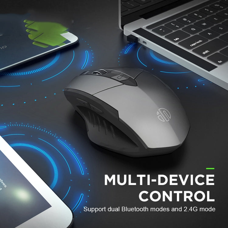 เมาส์ไร้สายเมคานิคอล 6 ปุ่ม Inphic A1 1000/1200/1600 DPI สำหรับเล่นเกมที่บ้าน, สี: เทา ไร้สาย+Bluetooth 4.0+Bluetooth 5.0, สีดำ ไร้สาย+Bluetooth 4.0+Bluetooth 5.0, สีดำ รุ่นชาร์จไร้สาย เงียบ, สีเทา รุ่นชาร์จไร้สาย เงียบ