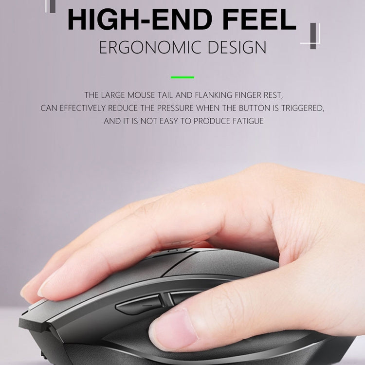 เมาส์ไร้สายเมคานิคอล 6 ปุ่ม Inphic A1 1000/1200/1600 DPI สำหรับเล่นเกมที่บ้าน, สี: เทา ไร้สาย+Bluetooth 4.0+Bluetooth 5.0, สีดำ ไร้สาย+Bluetooth 4.0+Bluetooth 5.0, สีดำ รุ่นชาร์จไร้สาย เงียบ, สีเทา รุ่นชาร์จไร้สาย เงียบ