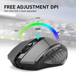 เมาส์ไร้สายเมคานิคอล 6 ปุ่ม Inphic A1 1000/1200/1600 DPI สำหรับเล่นเกมที่บ้าน, สี: เทา ไร้สาย+Bluetooth 4.0+Bluetooth 5.0, สีดำ ไร้สาย+Bluetooth 4.0+Bluetooth 5.0, สีดำ รุ่นชาร์จไร้สาย เงียบ, สีเทา รุ่นชาร์จไร้สาย เงียบ