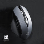 เมาส์ไร้สายเมคานิคอล 6 ปุ่ม Inphic A1 1000/1200/1600 DPI สำหรับเล่นเกมที่บ้าน, สี: เทา ไร้สาย+Bluetooth 4.0+Bluetooth 5.0, สีดำ ไร้สาย+Bluetooth 4.0+Bluetooth 5.0, สีดำ รุ่นชาร์จไร้สาย เงียบ, สีเทา รุ่นชาร์จไร้สาย เงียบ