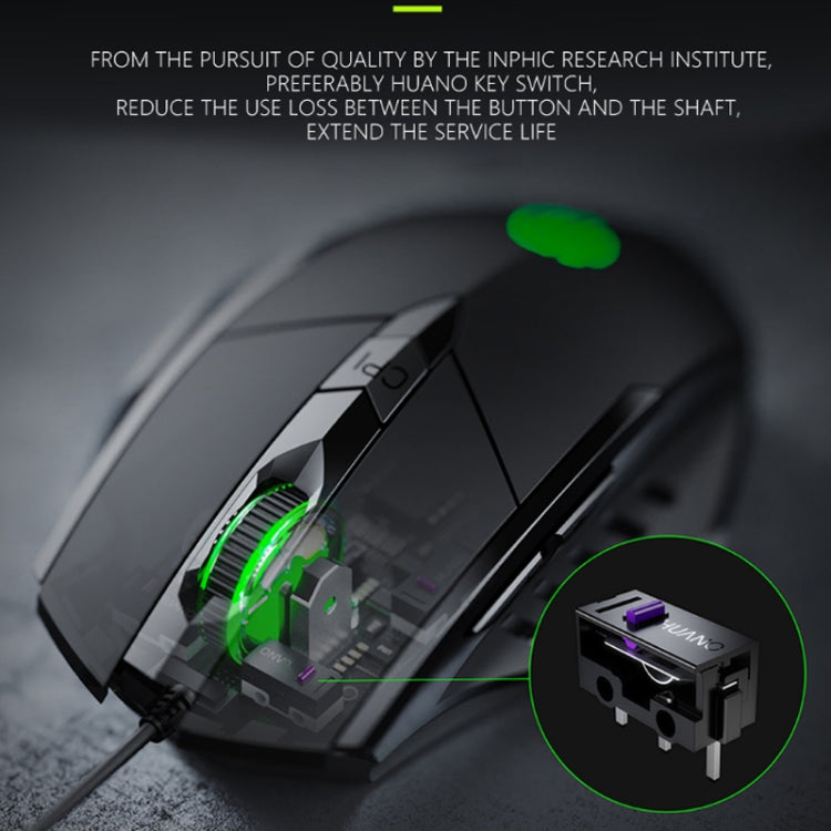 เมาส์มีสาย Inphic PW1 เกม เงียบ โปรแกรมมาโคร พร้อมไฟส่องสว่าง, ความยาวสาย: 1.5m, รุ่นธุรกิจสีดำเงียบ, รุ่นเกมสีดำเงียบ, รุ่นเกมสีเทาไทเทเนียมเงียบ