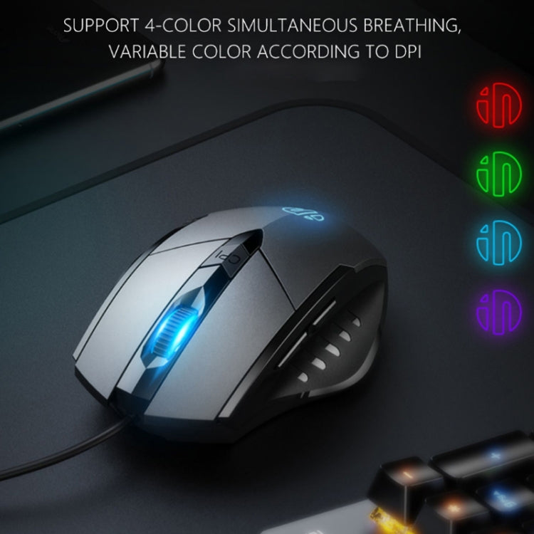 เมาส์มีสาย Inphic PW1 เกม เงียบ โปรแกรมมาโคร พร้อมไฟส่องสว่าง, ความยาวสาย: 1.5m, รุ่นธุรกิจสีดำเงียบ, รุ่นเกมสีดำเงียบ, รุ่นเกมสีเทาไทเทเนียมเงียบ