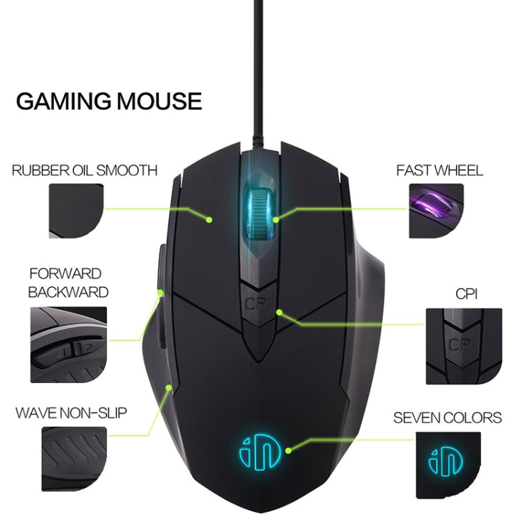 เมาส์มีสาย Inphic PW1 เกม เงียบ โปรแกรมมาโคร พร้อมไฟส่องสว่าง, ความยาวสาย: 1.5m, รุ่นธุรกิจสีดำเงียบ, รุ่นเกมสีดำเงียบ, รุ่นเกมสีเทาไทเทเนียมเงียบ