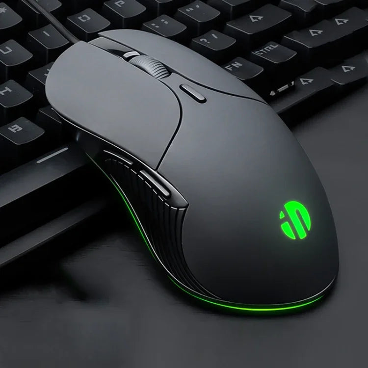 เมาส์มีสาย Inphic PB1 สำหรับธุรกิจและสำนักงาน เงียบ โปรแกรมมาโคร เกม, ความยาวสาย: 1.5m, ไฟหายใจคลาสสิกด้านหลัง, ไฟหายใจสีขาวด้านหน้าแบบด้าน