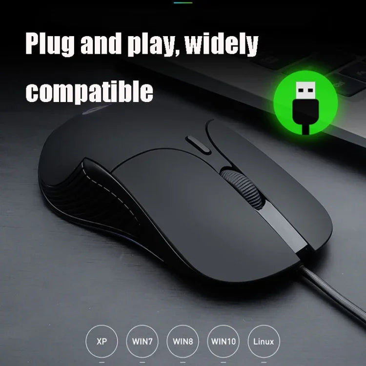 เมาส์มีสาย Inphic PB1 สำหรับธุรกิจและสำนักงาน เงียบ โปรแกรมมาโคร เกม, ความยาวสาย: 1.5m, ไฟหายใจคลาสสิกด้านหลัง, ไฟหายใจสีขาวด้านหน้าแบบด้าน