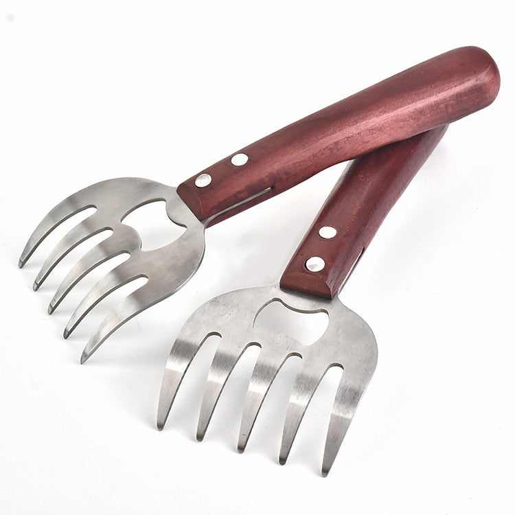 เครื่องมือแยกเนื้อรูปกรงเล็บหมี 2 ชิ้น สำหรับบาร์บีคิว สีพื้นฐาน สีแดง