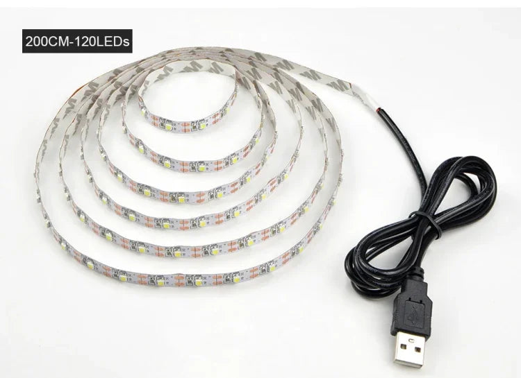 ไฟแถบ LED SMD 2835 อีพ็อกซี่ USB สำหรับตกแต่งโต๊ะคริสต์มาสและไฟพื้นหลังทีวี, 1m, 5m