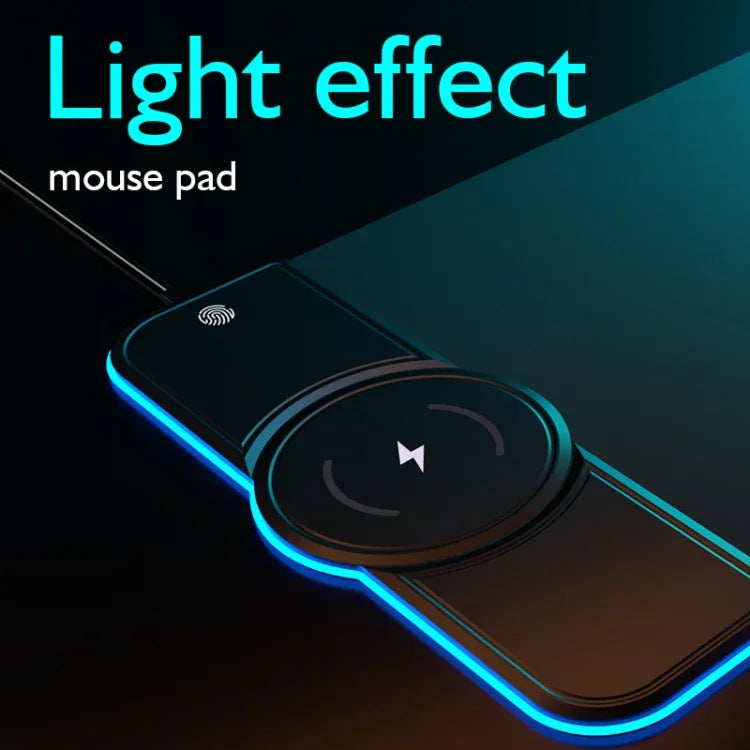 แผ่นรองเมาส์ชาร์จไร้สาย 10W RGB01 พร้อมไฟ RGB เรืองแสง, ขนาด: 800 x 300 x 4mm