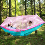 1-2 Person Outdoor Mosquito Net Parachute Hammock Camping Hanging Sleeping Bed Swing Portable  Double  Chair, 260 x 140cm, 260x140cm Blue Grey, 260x140cm Pink, 260x140cm Pink Blue, 260x140cm Green, 260x140cm Yelliw Green, 260x140cm Dark Blue