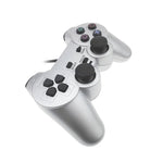 จอยเกมแบบมีสาย จอยสั่นมอเตอร์คู่ สีเงิน เหมาะสำหรับ PS2 สำหรับ PS2