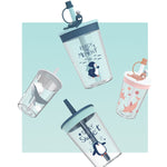 Children Cartoon Marine Animal Straw Drinking Cup Safe And Environmentally Friendly Plastic Drinking Cup, Navy Blue, Light Blue, Pink, Light Grey