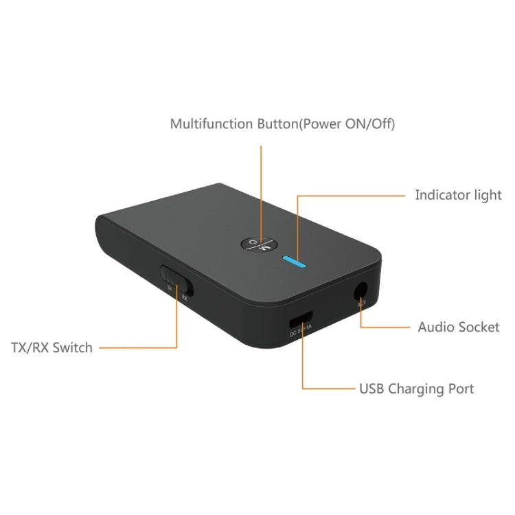 BT-6 ตัวรับและตัวส่งสัญญาณ Bluetooth 5.0 2 in 1 อะแดปเตอร์เสียง, BT-6