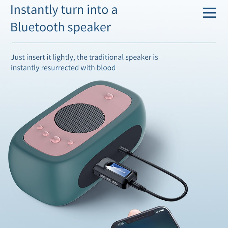 BT201 ตัวรับและตัวส่งสัญญาณเสียง Bluetooth 5.0 USB 2 in 1 พร้อมจอ LCD, ตัวรับและตัวส่งสัญญาณเสียง Bluetooth พร้อมจอ LCD