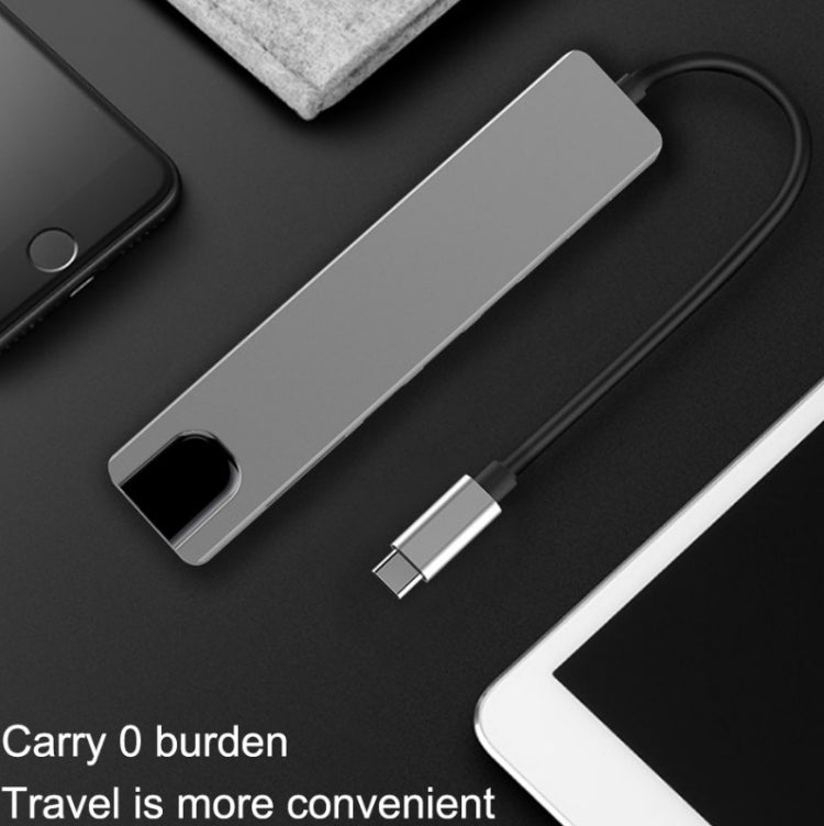 สถานีเชื่อมต่อ HUB WC7367 8-in-1 87W Type-C เป็น PD+USB3.0/USB2.0+SD+TF+HDMI+RJ45+Type-C, WC7367