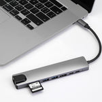 สถานีเชื่อมต่อ HUB WC7367 8-in-1 87W Type-C เป็น PD+USB3.0/USB2.0+SD+TF+HDMI+RJ45+Type-C, WC7367