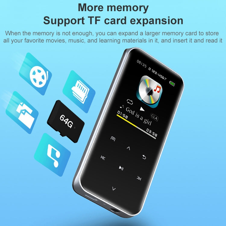 เครื่องเล่น MP3 แบบสัมผัสหน้าจอบลูทูธแบบพกพา เครื่องบันทึก หนังสืออิเล็กทรอนิกส์ 4GB, 8GB, 16GB, 32GB