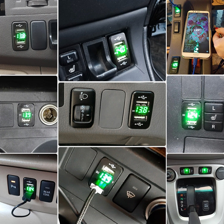 Car Charger Original Hole Non-Destructive Modification Of Dual Usb Car Charger With Line Suitable For Toyota, FTWU Red Light, FTWU Green Light, FTWU Blue Light, FTWUX Red Light, FTWUX Green Light, FTWUX Blue Light