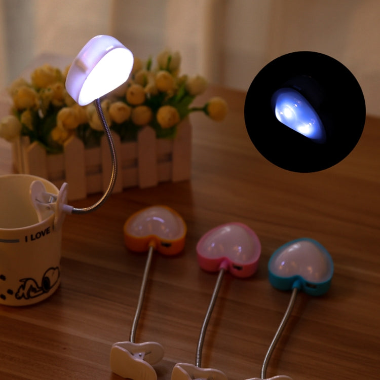 โคมไฟหนีบหนังสือรูปหัวใจรักขนาดเล็ก LED โคมไฟอ่านหนังสือ โคมไฟตั้งโต๊ะ ไฟคีย์บอร์ด ปกป้องสายตา ประหยัดพลังงาน ไฟกลางคืน สีชมพู เหลือง น้ำเงิน
