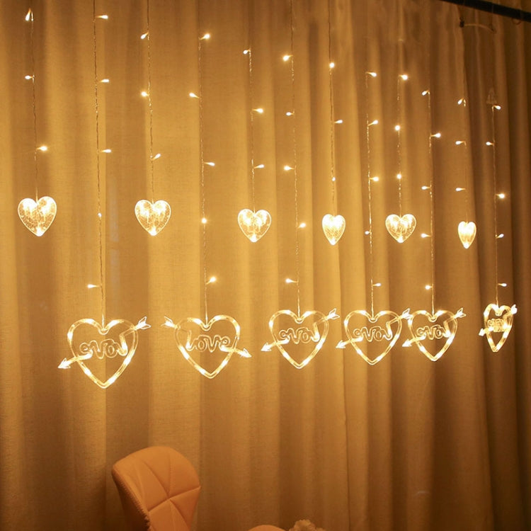 ไฟประดับรูปหัวใจ LED แบบม่าน สำหรับเทศกาล ปลั๊ก EU แสงขาวอุ่นและสีสัน
