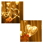 ไฟประดับรูปหัวใจ LED แบบม่าน สำหรับเทศกาล ปลั๊ก EU แสงขาวอุ่นและสีสัน