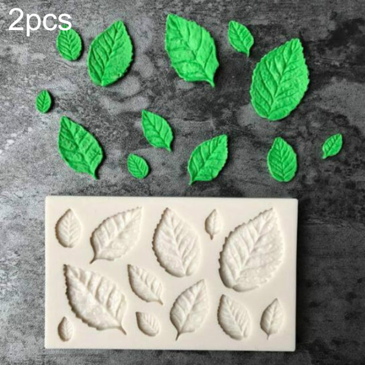 แม่พิมพ์ซิลิโคนรูปใบไม้ 2 ชิ้น สำหรับตกแต่งเค้กฟองดอง ช็อกโกแลต