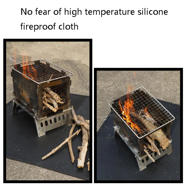 CLS Outdoor Camping Silicone Fireproof Cloth Picnic Barbecue Heat Insulation Pad, S: 350x340mm, M: 450x370mm, L: 600x520mm, XL: 800x750mm