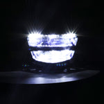 Motorcycle LDE Retro Headlights LED Far Near Beam Lights For Yamaha LC135 V2-V6, Transparent Glass, Smoked Glass
