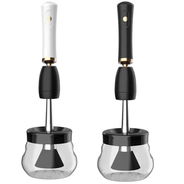 เครื่องขัดแปรงแต่งหน้าไฟฟ้า USB ชาร์จได้ เครื่องทำความสะอาดแปรงแต่งหน้าอัตโนมัติ พร้อมเครื่องเป่าลม, สีดำ, สีขาว
