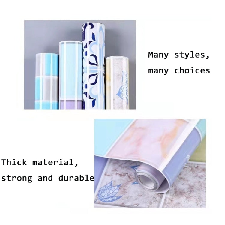 สติ๊กเกอร์ติดผนังกันควันสำหรับครัว ลายดอกไม้บาน ลายถ้วยชามสีน้ำเงินและขาว ลายเถาวัลย์สีม่วง
