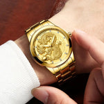 FNGEEN S666 Waterproof Luminous Non-Mechanical Watch Quartz Ultra-Thin Dragon Or Phoenix Pattern Couple Watch, Full Gold Gold Surface, Full Gold Black Surface, FullGold White Surface, Between Gold Gold Surface, Between Gold Black Surface