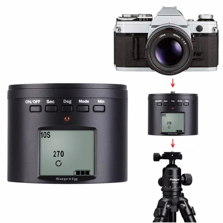 Suptig RSX-350 ขาตั้งกล้องสเตบิไลเซอร์หมุนรอบ 360 องศาแบบพานอรามา พร้อมหัวขับเคลื่อนสำหรับถ่ายภาพไทม์แลปส์สำหรับ GoPro HERO9 /8 /7 /6 /5 /5 Session /4 Session /4 /3+ /3 /2 /1, Xiaoyi และกล้องแอคชั่นอื่นๆ