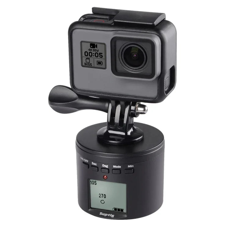 Suptig RSX-350 ขาตั้งกล้องสเตบิไลเซอร์หมุนรอบ 360 องศาแบบพานอรามา พร้อมหัวขับเคลื่อนสำหรับถ่ายภาพไทม์แลปส์สำหรับ GoPro HERO9 /8 /7 /6 /5 /5 Session /4 Session /4 /3+ /3 /2 /1, Xiaoyi และกล้องแอคชั่นอื่นๆ