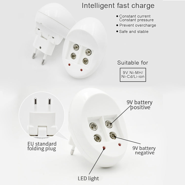 แบตเตอรี่ลิเธียมไอออนชาร์จได้ 9V รุ่น 6F22 พร้อมที่ชาร์จ ปลั๊ก US ปลั๊ก EU