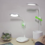 โคมไฟตั้งโต๊ะพัดลม LED WS-8010 พร้อม USB พับได้ สำหรับหัวเตียง รูปหยดน้ำ, แหวน, ที่ใส่ปากกาพัดลมใบพัดสีขาว, ที่ใส่ปากกาพัดลมใบพัดสีเหลือง, ที่ใส่ปากกาพัดลมใบพัดสีน้ำเงิน, ที่ใส่ปากกาพัดลมใบพัดสีเขียว