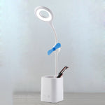 โคมไฟตั้งโต๊ะพัดลม LED WS-8010 พร้อม USB พับได้ สำหรับหัวเตียง รูปหยดน้ำ, แหวน, ที่ใส่ปากกาพัดลมใบพัดสีขาว, ที่ใส่ปากกาพัดลมใบพัดสีเหลือง, ที่ใส่ปากกาพัดลมใบพัดสีน้ำเงิน, ที่ใส่ปากกาพัดลมใบพัดสีเขียว