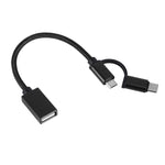 สายแปลง USB 3.0 ตัวเมียเป็น Micro USB + USB-C / Type-C ตัวผู้ สำหรับชาร์จและถ่ายโอนข้อมูล OTG ถักไนลอน, ความยาวสาย: 19 ซม., สีทอง, เงิน, ดำ, ชมพู, น้ำเงิน, แดง