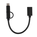 สายแปลง USB 3.0 ตัวเมียเป็น Micro USB + USB-C / Type-C ตัวผู้ สำหรับชาร์จและถ่ายโอนข้อมูล OTG ถักไนลอน, ความยาวสาย: 19 ซม., สีทอง, เงิน, ดำ, ชมพู, น้ำเงิน, แดง