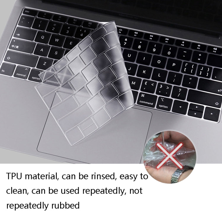 ฟิล์มป้องกันแป้นพิมพ์โน้ตบุ๊ก TPU ใส 0.13 มม. สำหรับ MacBook Air 13.3 นิ้ว รุ่น A1369 & A1466, MacBook Pro 13.3 นิ้ว รุ่น A1706 & A1989 & A2159 (มี Touch Bar), MacBook Pro 15.4 นิ้ว รุ่น A1707 & A1990 (มี Touch Bar)
