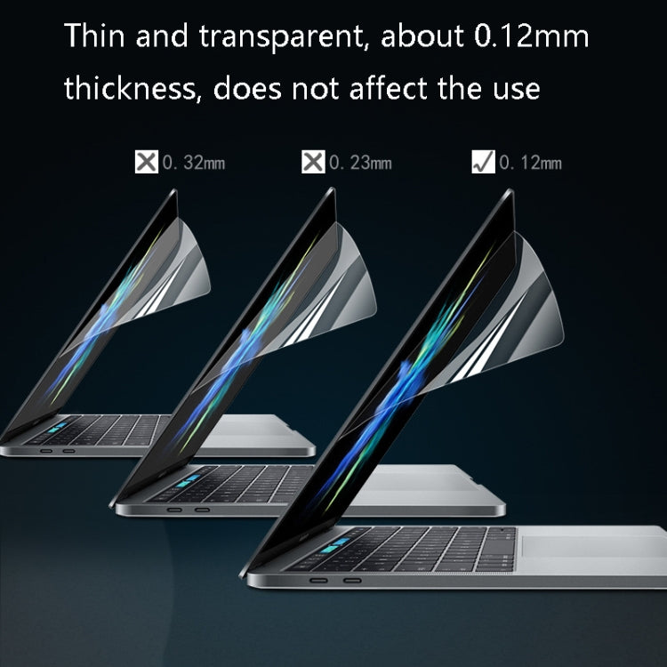 ฟิล์มกันรอยหน้าจอแล็ปท็อป PET โปร่งใส HD 0.12 มม. 4H สำหรับ MacBook Air 11.6 นิ้ว A1465 / A1370, สำหรับ MacBook Retina 12 นิ้ว A1534, สำหรับ MacBook Pro 13.3 นิ้ว A1708 / A1706 / A1989 / A2159, สำหรับ MacBook Air 13.3 นิ้ว A1466 / A1369
