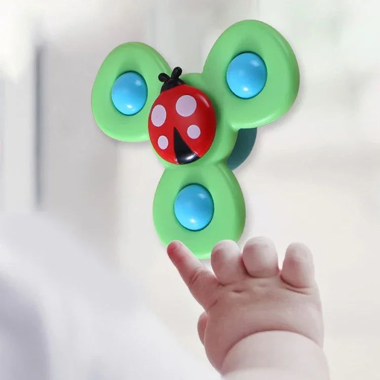ของเล่นหัดจับหมุนปลายนิ้ว 3 in 1 ลูกกรงมือเด็ก ของเล่นอาบน้ำเด็กสนุกหมุนดูดแมลงสามสี