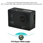 กล้องแอคชั่นกันน้ำ WIFI สำหรับปั่นจักรยาน 4K กล้องดำน้ำความละเอียดสูง 60FPS กล้องหมวกกันน็อคสำหรับกีฬาทางน้ำ 1080P