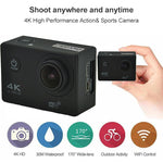 กล้องแอคชั่นกันน้ำ WIFI สำหรับปั่นจักรยาน 4K กล้องดำน้ำความละเอียดสูง 60FPS กล้องหมวกกันน็อคสำหรับกีฬาทางน้ำ 1080P