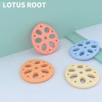 M010093 ของเล่นกัดฟันซิลิโคนรูปแผ่นรากบัวสำหรับเด็ก สีเบจพร้อมสายคล้อง สีชมพู เหลือง น้ำเงิน เบจ ชมพูพร้อมสายคล้อง เหลืองพร้อมสายคล้อง น้ำเงินพร้อมสายคล้อง เบจพร้อมสายคล้อง